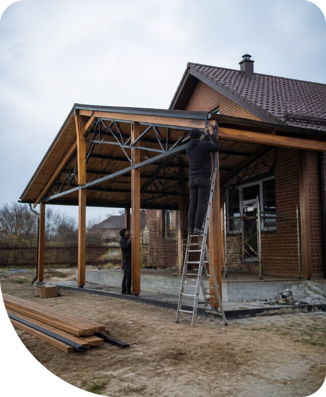 Пристройка навеса к дому и участку в Обнинске под ключ